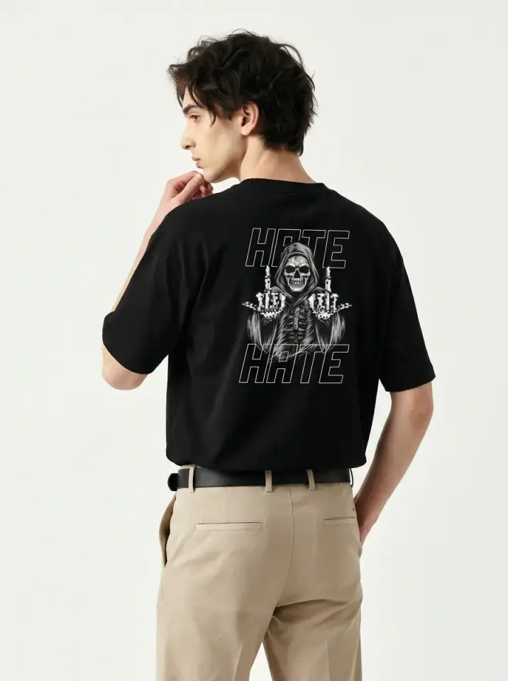 Hate Skull Oversized T-Shirt