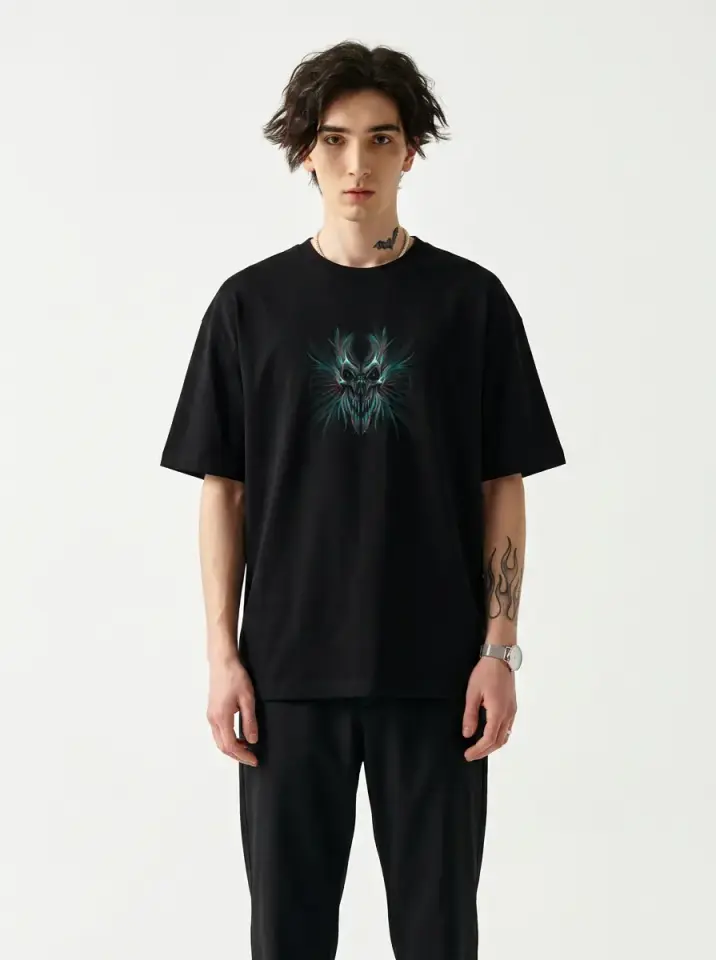 Neon Skull Oversized T-Shirt