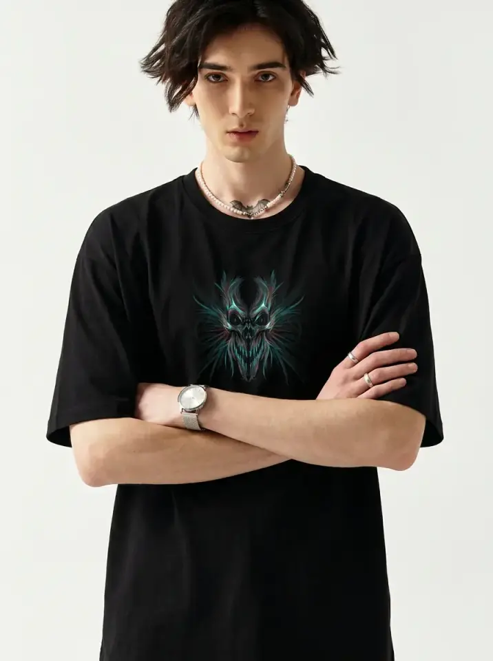 Neon Skull Oversized T-Shirt
