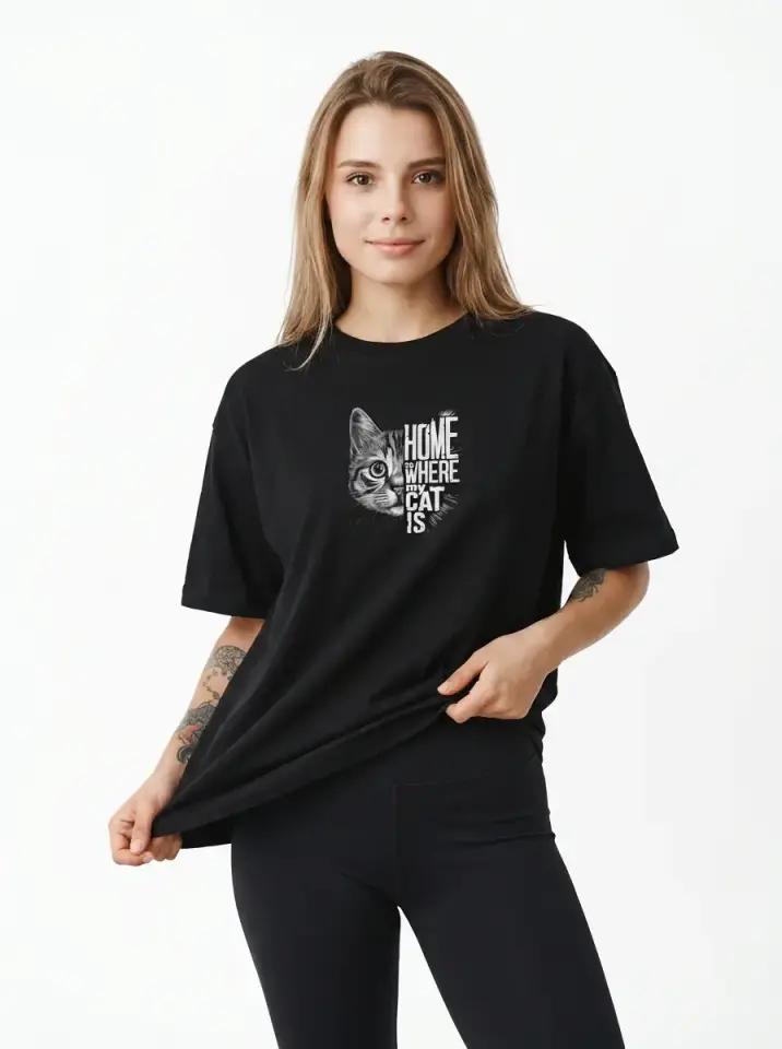 Home Where My Cat Is Oversized T-Shirt