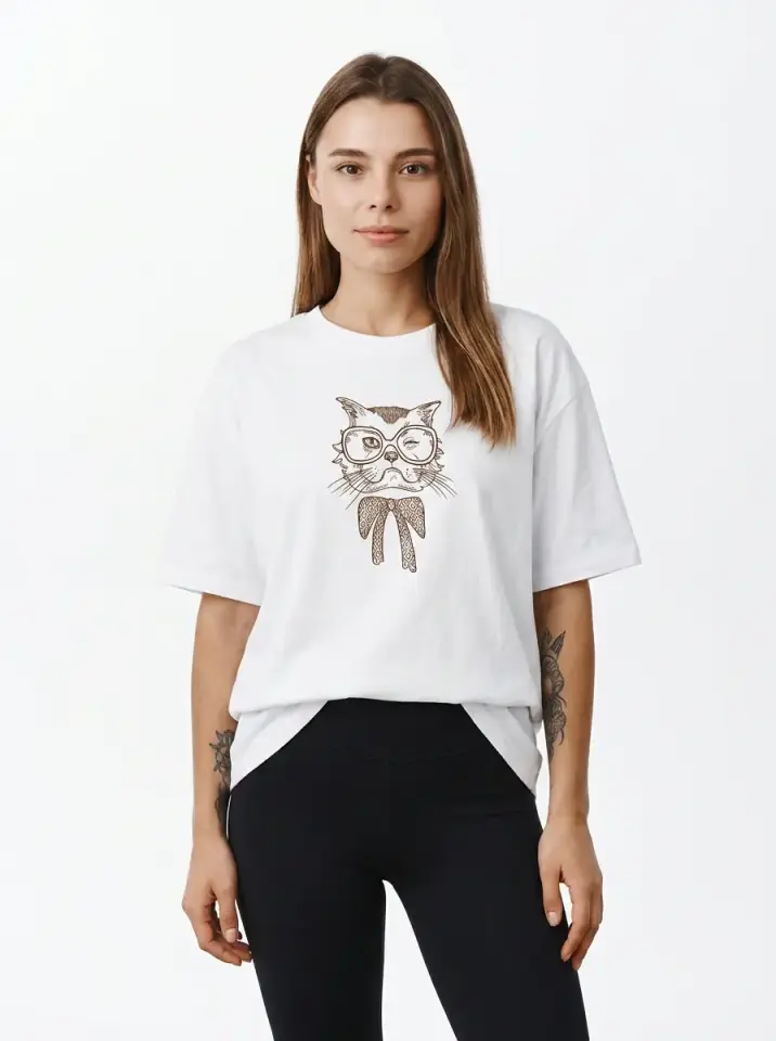 Cool Glasses Cat Oversized T-Shirt