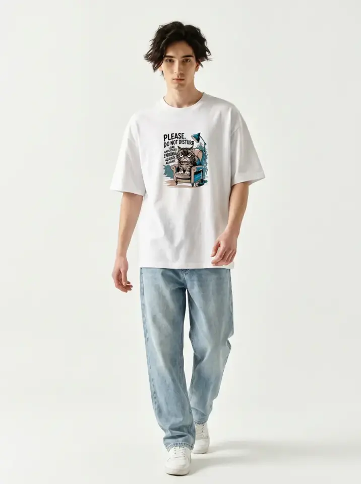 Please Do Not Disturb Cat Oversized T-Shirt