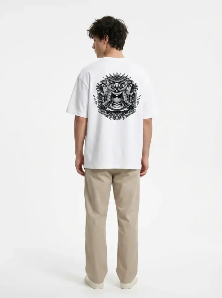 Monochrome Samurai Oversized T-Shirt