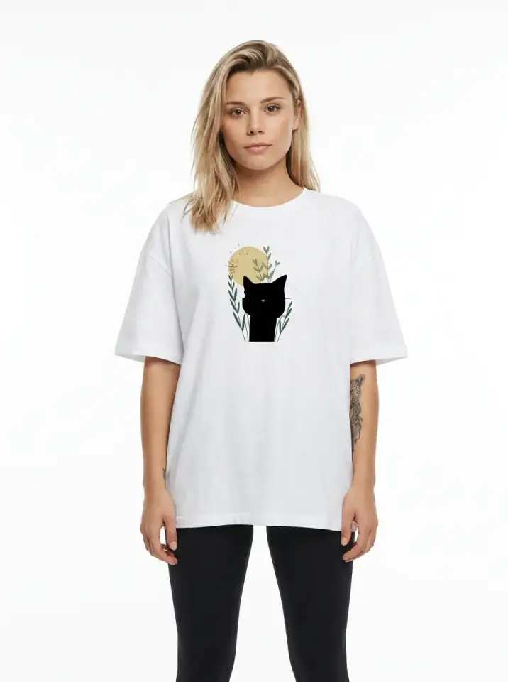 Moonlight Cat Oversized T-Shirt