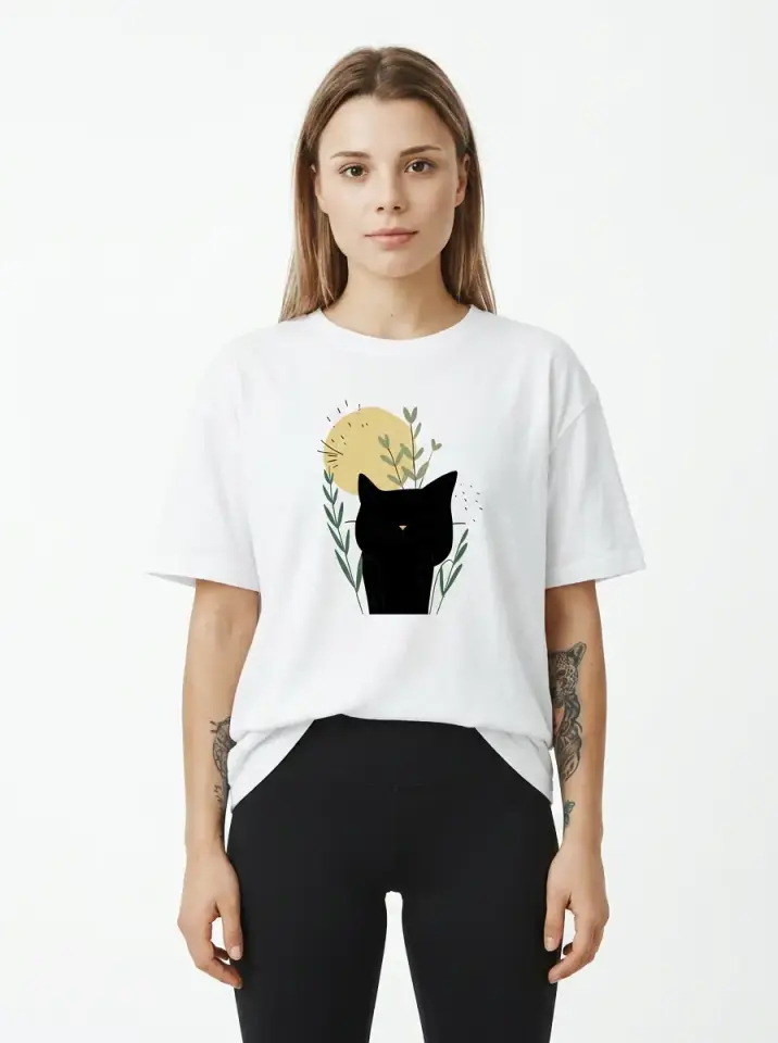 Moonlight Cat Oversized T-Shirt