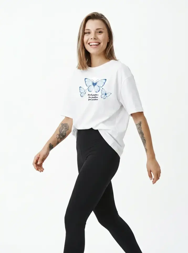 Blue Butterfly Oversized T-Shirt