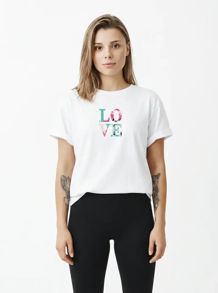 LOVE Pastel Oversized T-Shirt Beyaz Unisex
